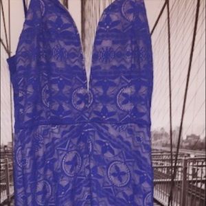 One wish Royal blue lace maxi dress